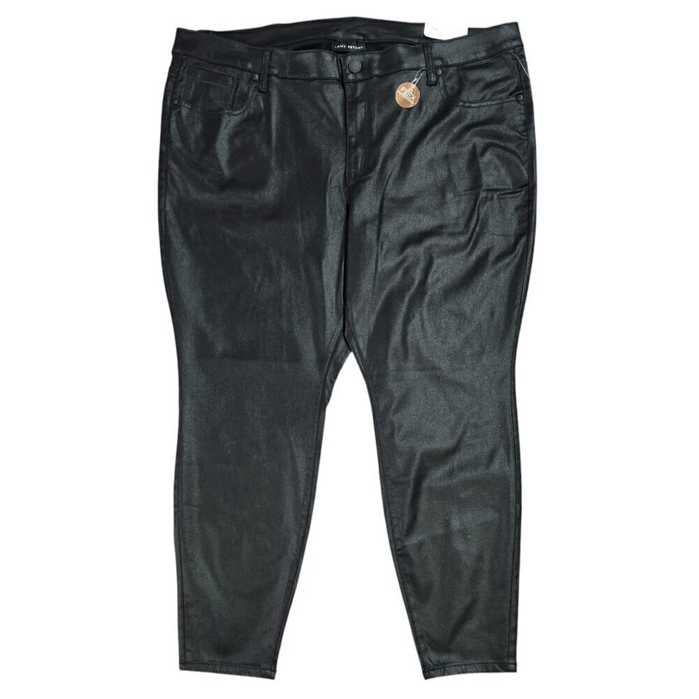 Lane Bryant NWT Signature Fit Black Coated Sheen Skinny Mid Rise Jeans
